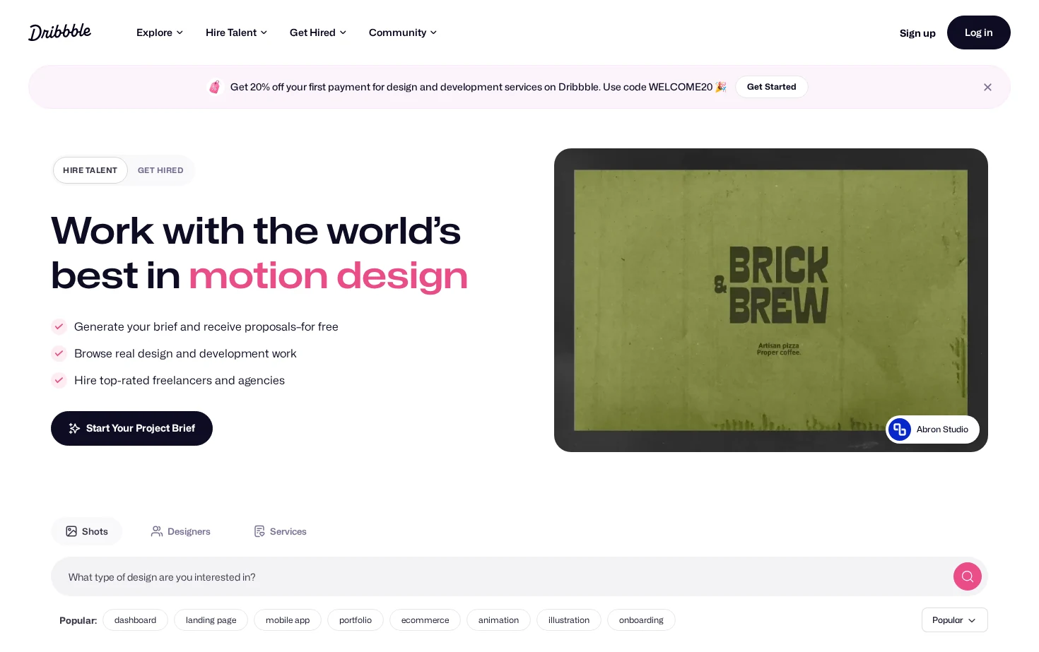 Dribbble 页面快照
